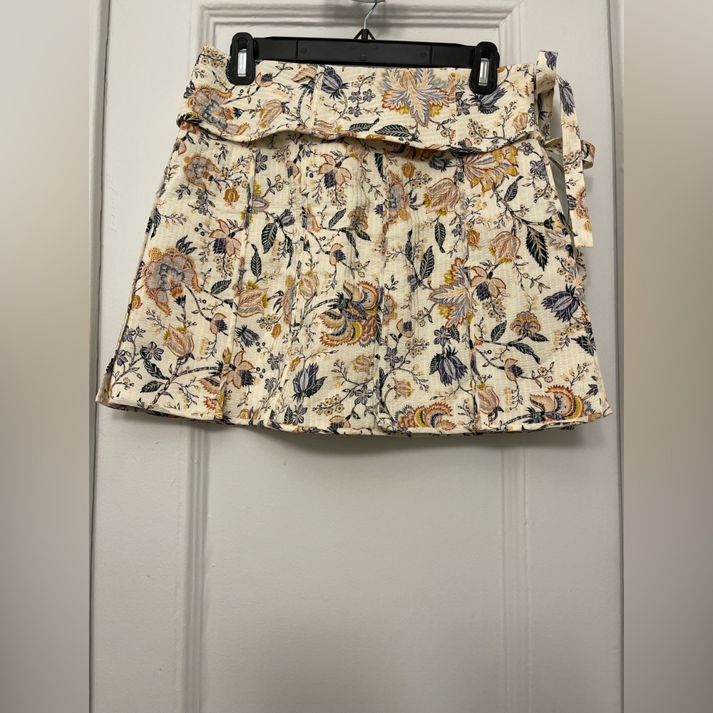 ULLA JOHNSON Dimi Quilted Floral-print Silk Mini Wrap Skirt